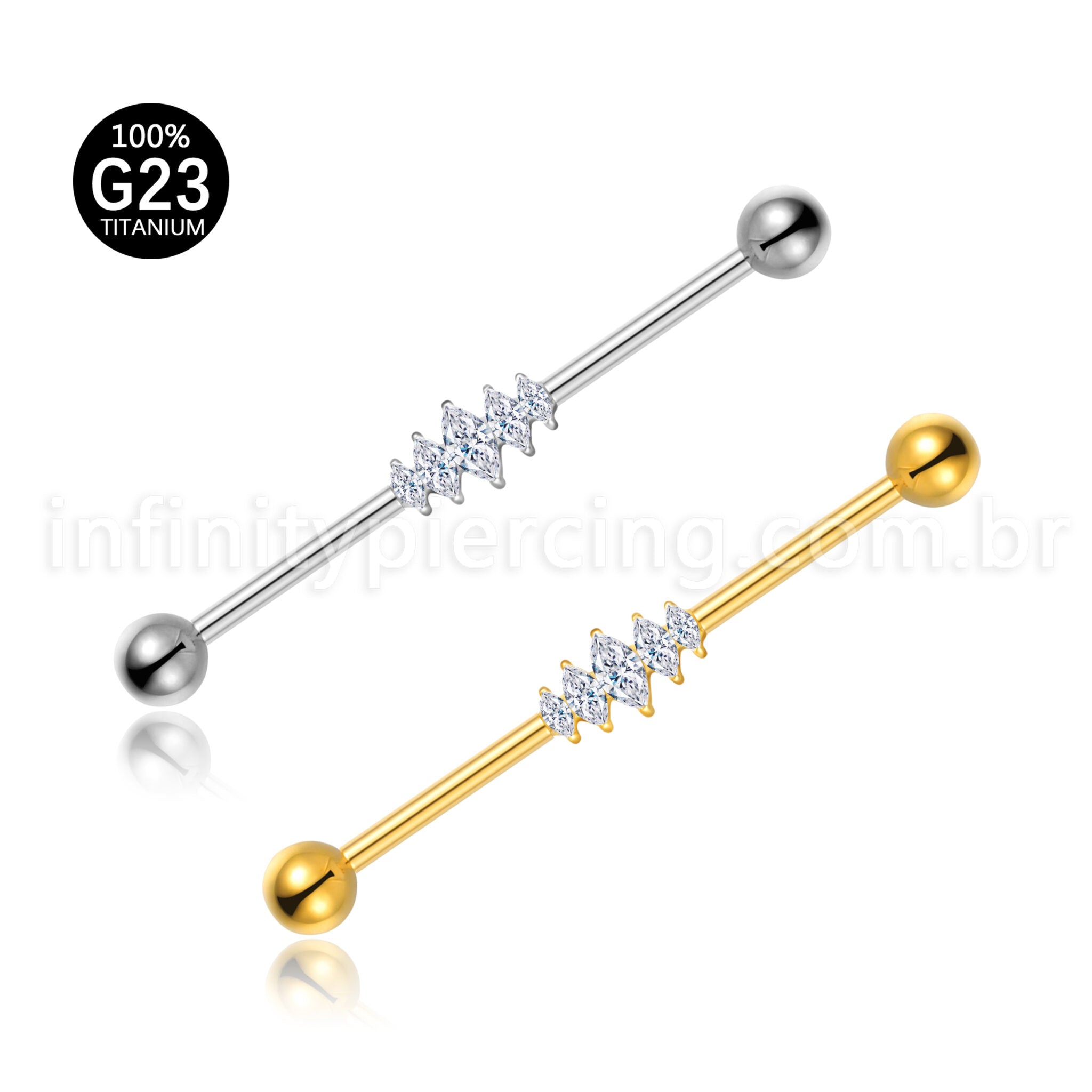 Piercing Transversal Titânio Zircônia Cravejada